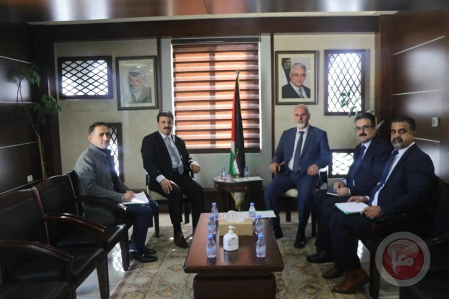 Participants in the agricultural-coordination meeting at the ministry in Ramallah.