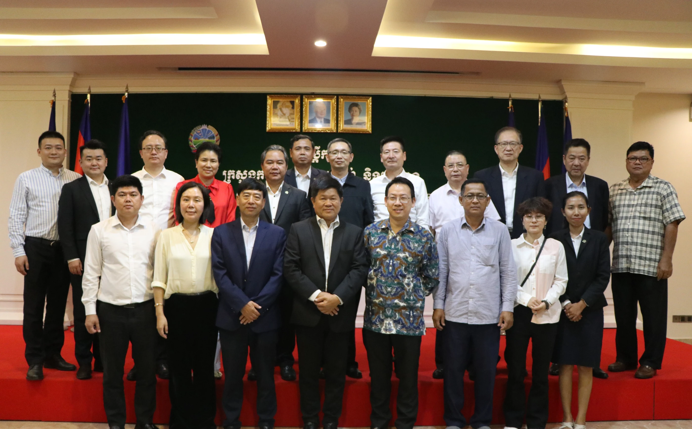 A group photograph at the ministry in Phnom Penh.