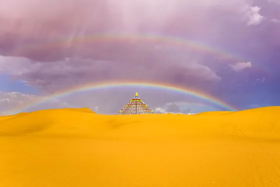 Rainbow over the Tengger Desert, Inner Mongolia, 17 August 2024.