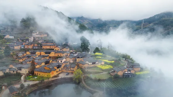 Village scenery in Songyang, Zhejiang, 17 March 2024.