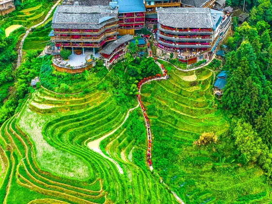 Red Yao wedding and terraced scenery, Longsheng, Guangxi, July 2023.